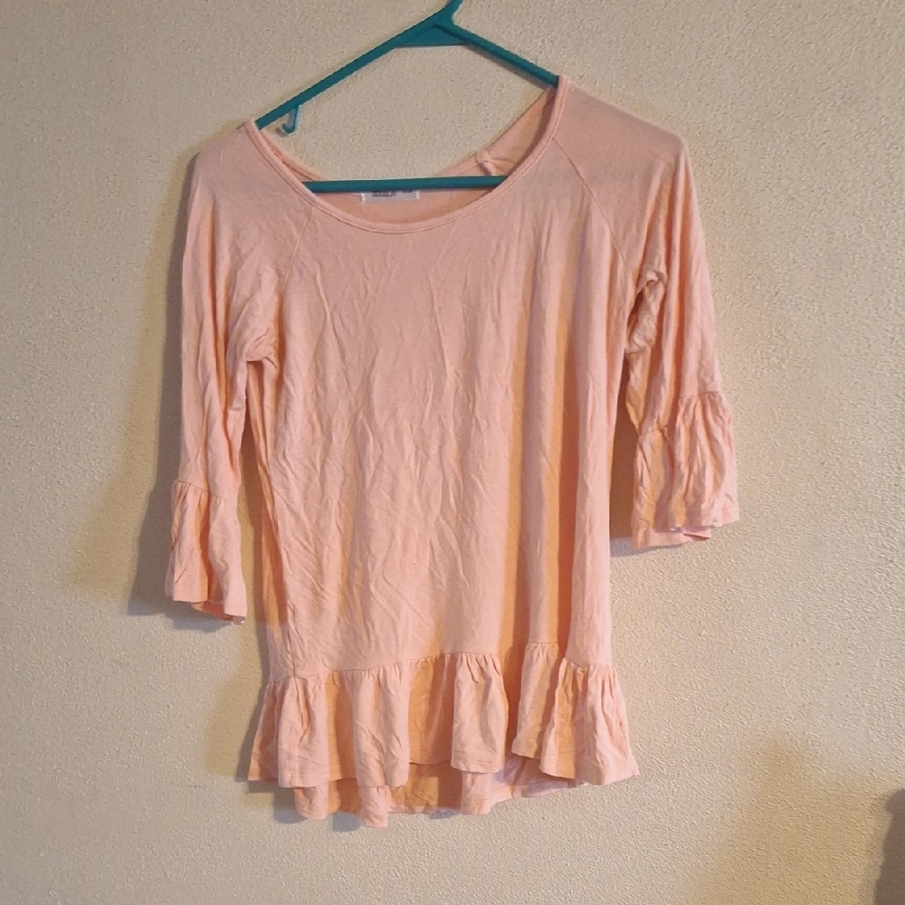 Doublju Orange Flutter Sleeve Peplum Blouse